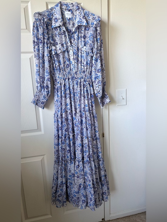 Misa Los Angeles Dresses & Skirts - Misa Los Angeles Blue Floral Maxi Dress with Smocked Waist